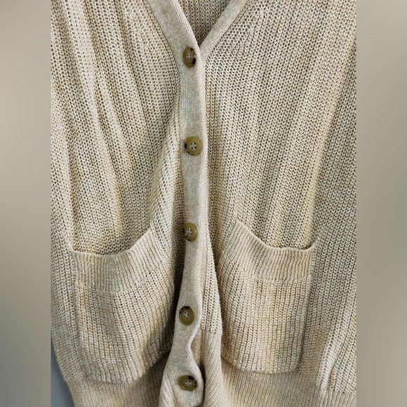 J. Crew Women’s Relaxed Linen Blend Cardigan Sweater in Oatmeal Size Small - Picture 3 of 12